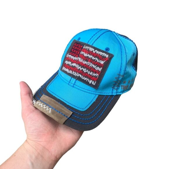 VINTAGE True Religion Patchwork Hat Baseball Cap Blue - Picture 3 of 7